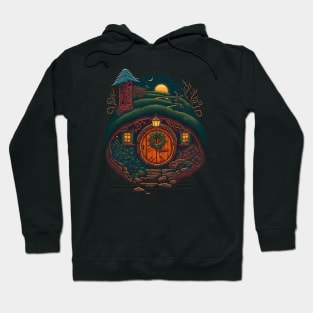 A Halfling Home by Christmas - Round Doors - Fantasy Hoodie